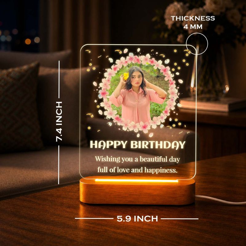 Birthday Gift for Loveable Person Personalized Photo LED Lamp with Warm White Light Birthday Gift for Sister, Daughter, Girlfriend & Wife